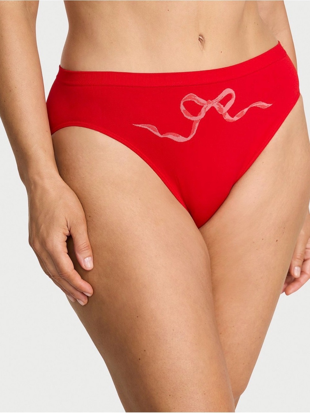 Victoria's Secret Red High-Rise Bikini Brief with Bow Accent